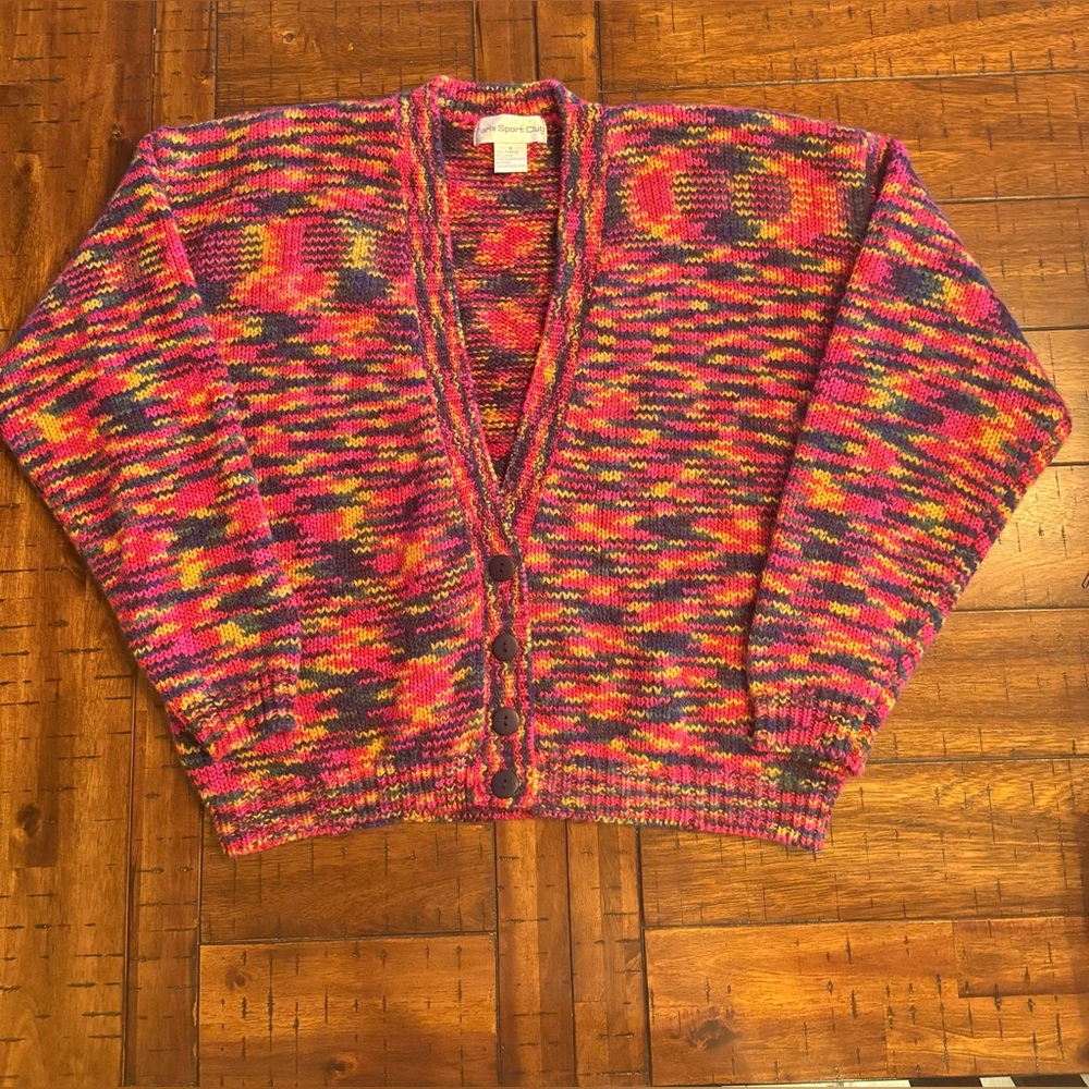 Women’s medium Paris Sports Club Wool Blend Cardigan Sweater - vintage, cool!